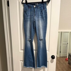 YMI Distressed Flare Jeans